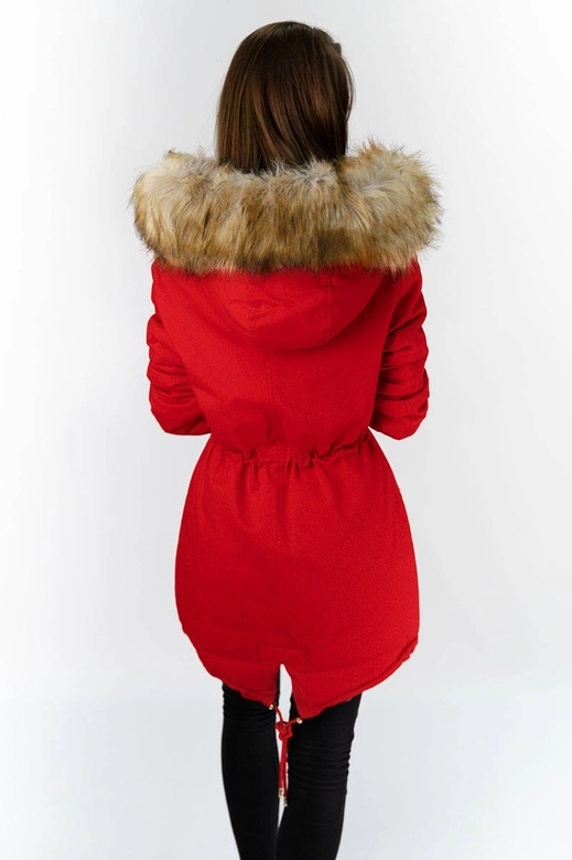 DWUSTRONNA PARKA CZERWONA-ECRU (B507)