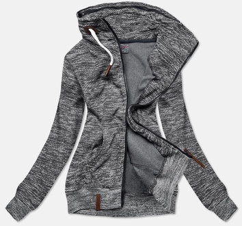 DAMSKA BLUZA SPORTOWA Z WYSOKĄ STÓJKĄ GRAFITOWA (58329)