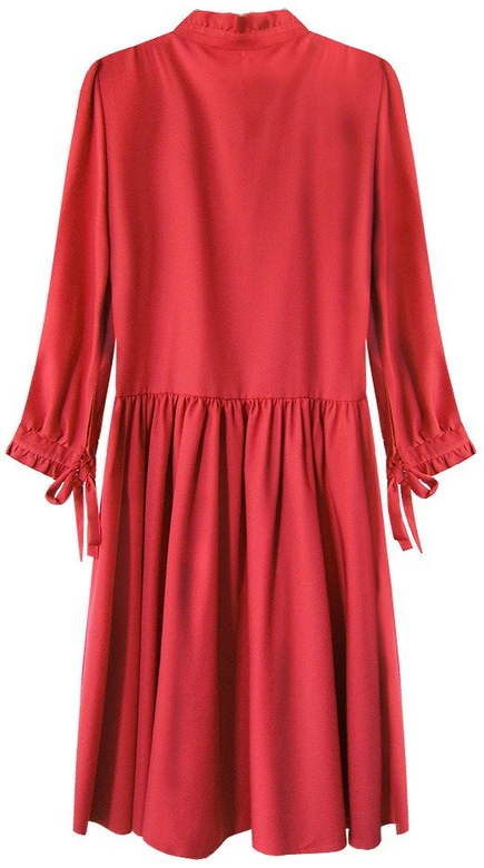 Sukienka z falbankową stójką czerwona (208art)