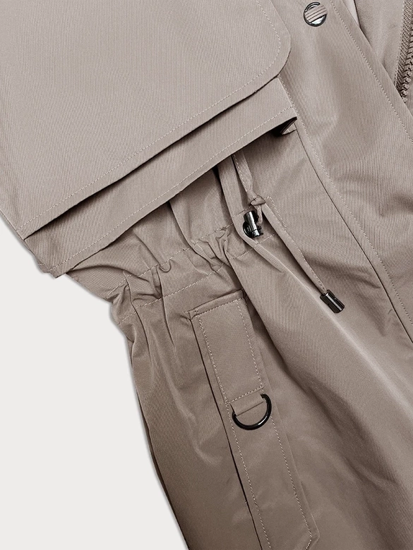 Cienka parka damska z kapturem BH Forever ciemny beż(2) (BH-2403)