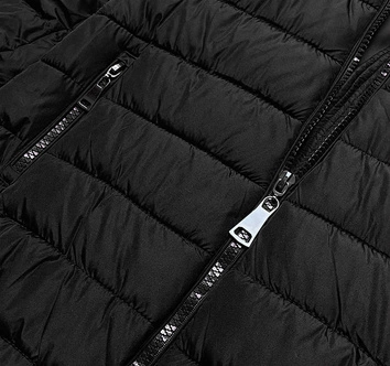 DAMSKA KURTKA Z SUWAKAMI CZARNA (8975-A)