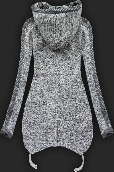 GRUBA BLUZA Z KAPTUREM CIEMNOSZARA (LX9911)