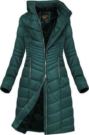 DAMSKA PIKOWANA KURTKA ZIMOWA Z KAPTUREM ZIELONA (7762BIG)