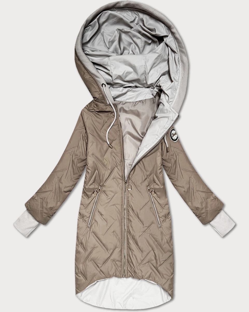 Damska kurtka z asymetrycznym dołem S'West beżowa (B8555-12)