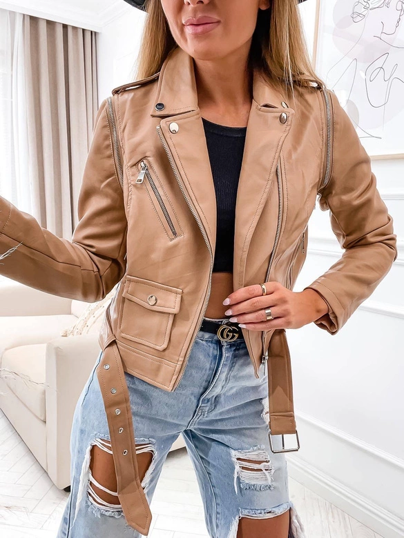 Ramoneska - kamizelka ekoskóra jasnobrązowa (FL202050)