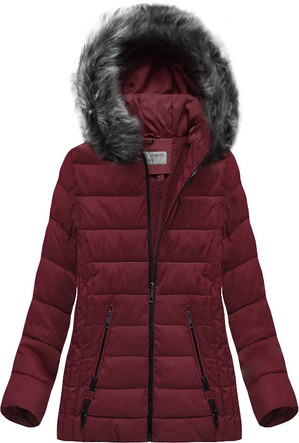 PIKOWANA KURTKA Z KAPTUREM BORDOWA (R9505)