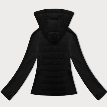 Pikowana kurtka damska z łączonych materiałów J Style czarna (16M9226-392)