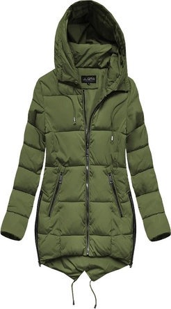 PIKOWANA KURTKA Z KAPTUREM KHAKI (X857X)