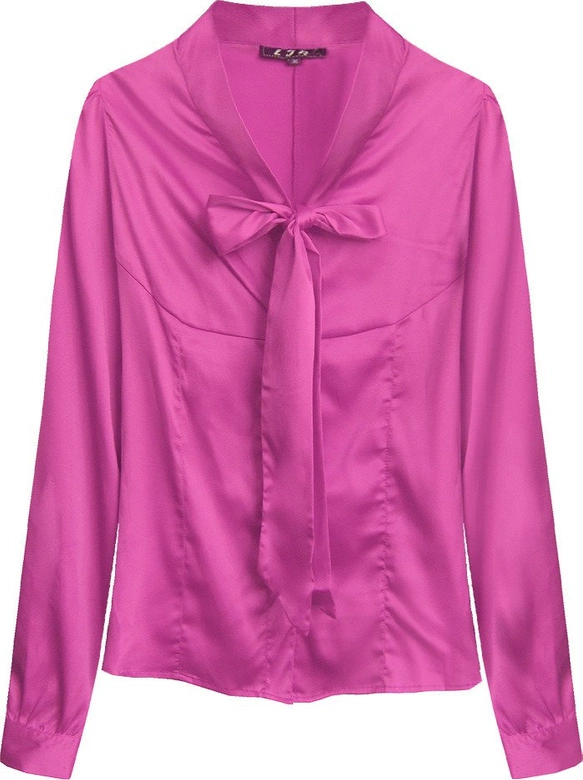 SATYNOWA KOSZULA Z WIĄZANĄ STÓJKĄ AMARANTOWA (1064)