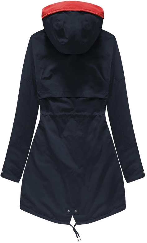 DWUSTRONNA PARKA Z KAPTUREM GRANATOWO-CZERWONA (W0236)