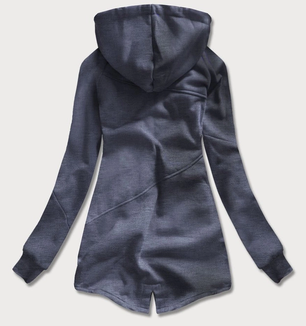 DŁUGA DAMSKA BLUZA Z KAPTUREM GRAFITOWA (702)