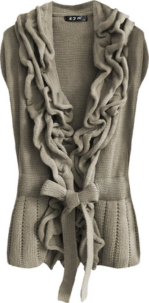 SWETERKOWA KAMIZELKA Z PASKIEM BEŻOWA (1617)