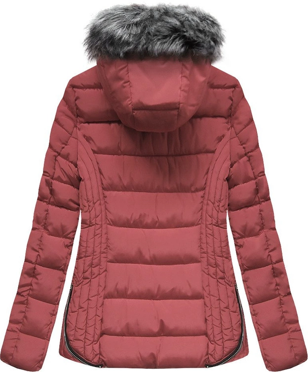 PIKOWANA ZIMOWA KURTKA DAMSKA Z KAPTUREM RÓŻOWA (B2631)