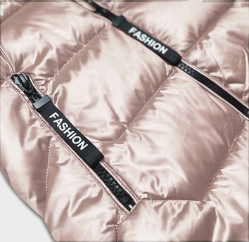 Kamizelka damska z kapturem perłowy róż (B8107-51) 