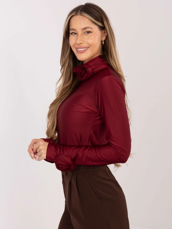 Wizytowa bluzka z różami Goodlookin bordowa (272611)