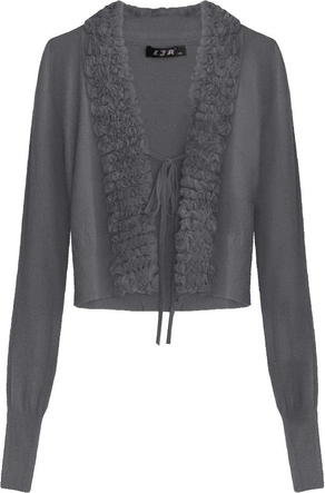 KRÓTKI WIĄZANY SWETEREK CIEMNOSZARY (1577)