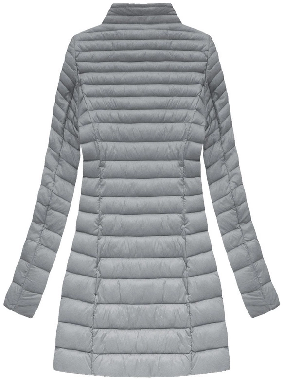 DŁUŻSZA PIKOWANA KURTKA Z KAPTUREM SZARA (7240)