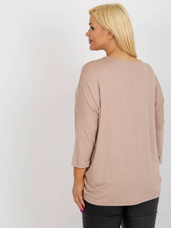 Bawełniana bluzka plus size beżowa (3770)