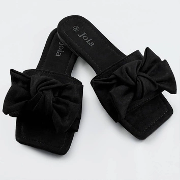 DAMSKIE KLAPKI Z KOKARDĄ CZARNE (LS-97)