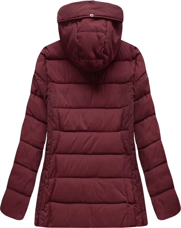 PIKOWANA KURTKA Z KAPTUREM BORDOWA (R9505)