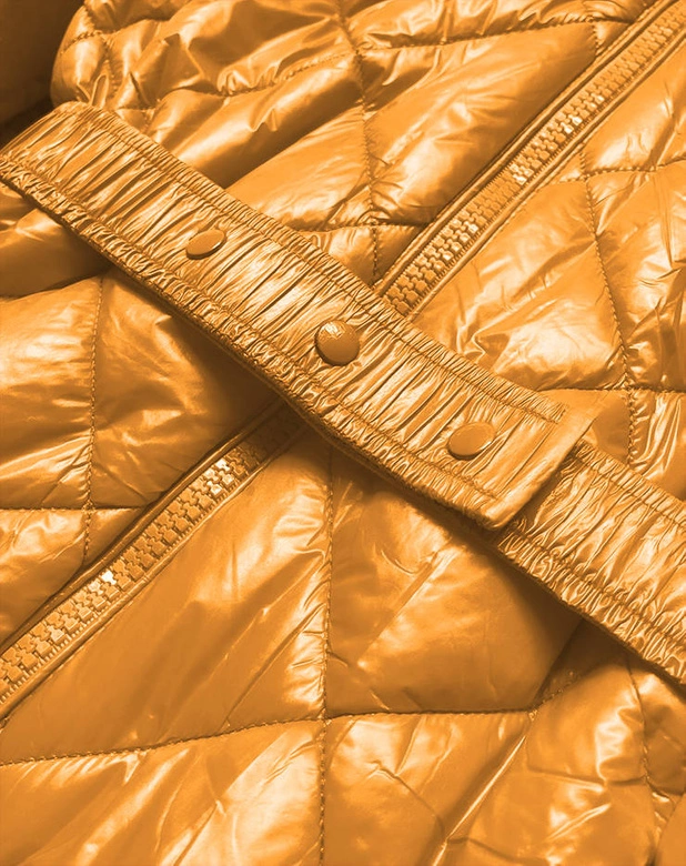 Błyszcząca kurtka zimowa na misiu żółta (w756)