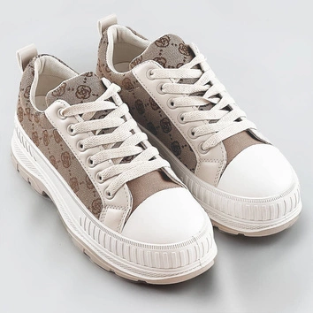 Trampki na grubej podeszwie jasnobeżowe (s067)