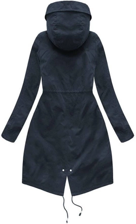 DŁUGA ZIMOWA PARKA DAMSKA Z PODPINKĄ GRANATOWO-SZARA (1802)