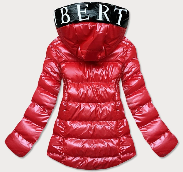 Metaliczna kurtka damska z kapturem czerwona (xw808x)