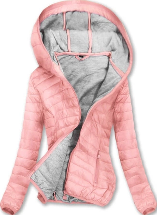 PIKOWANA KURTKA Z KAPTUREM PUDROWY RÓŻ (XB7113X)