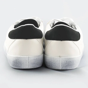 Sznurowane trampki damskie dwukolorowe biało-czarne (6340)