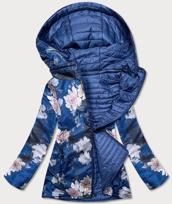 Damska dwustronna kurtka z kapturem niebieska (sf732)