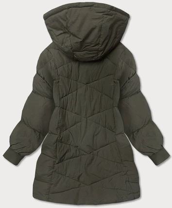 Oversizowa zimowa kurtka damska khaki (736art)
