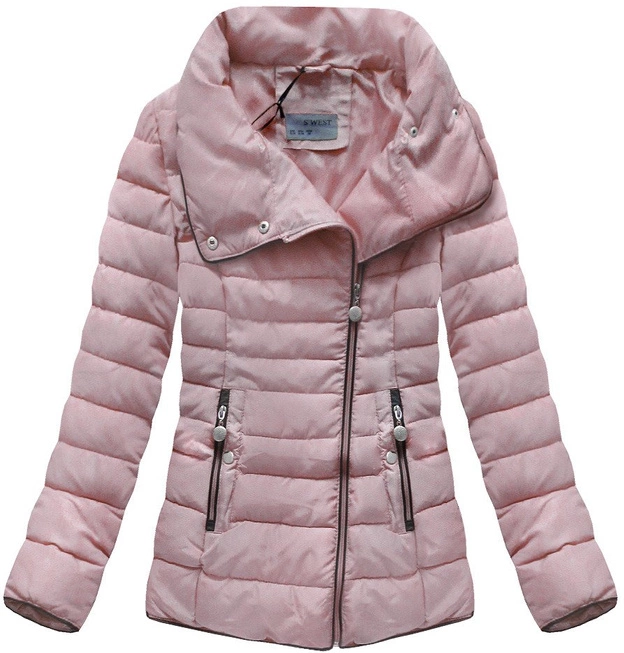 PIKOWANA DAMSKA KURTKA ZIMOWA Z KOŁNIERZEM ANTYCZNY RÓŻ (B1058)