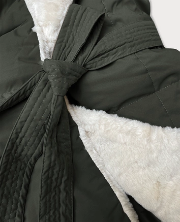 Kurtka damska ze stójką obszyta futerkiem J Style army (16M9165-136)