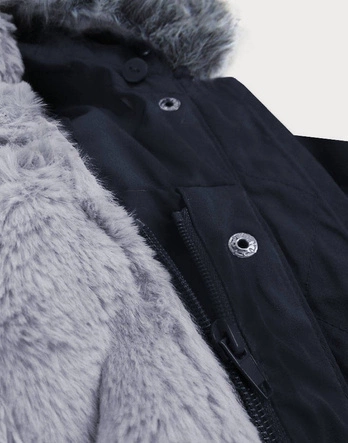 DAMSKA PARKA Z PODPINKĄ GRANATOWO-SZARA (3399B)