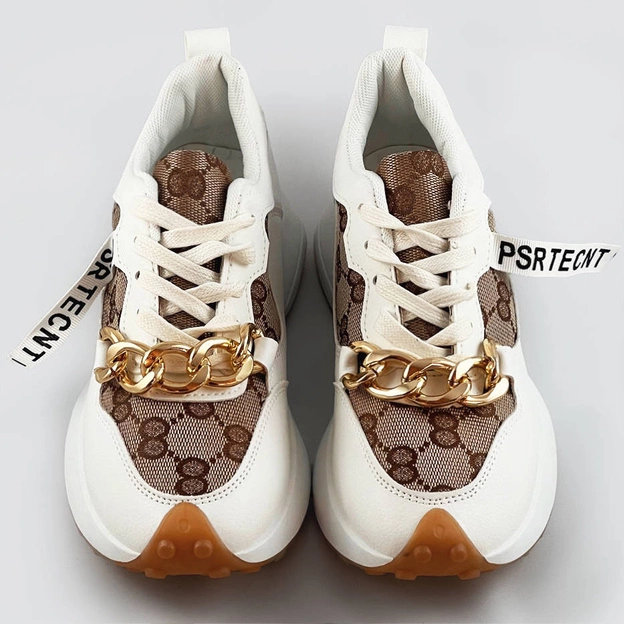 Buty sportowe z łańcuchem białe (n-205)