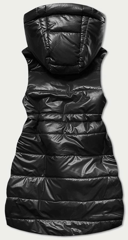 Błyszcząca kamizelka z kapturem czarna (B8130-1)