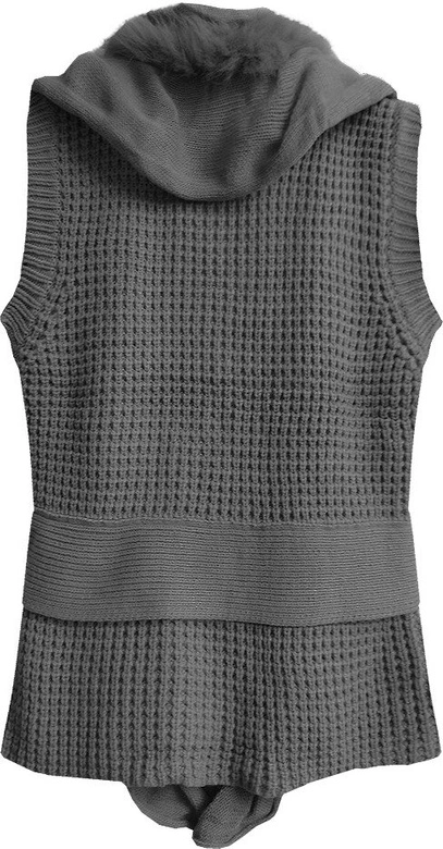 SWETERKOWA KAMIZELKA O GRUBYM SPLOCIE SZARA (1613)