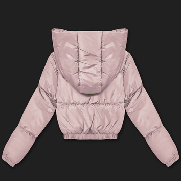 Krótka kurtka zimowa puffer J Style jasny różowy (5M3260-46)