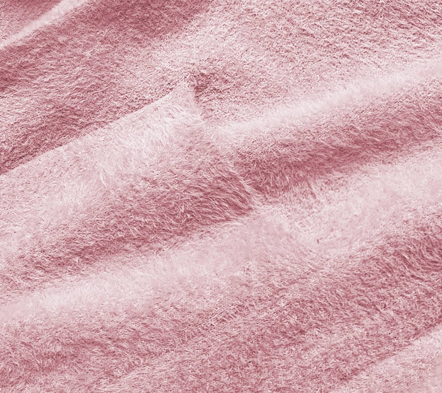 Długa wełniana narzutka alpaka z kapturem blady róż (M105-1)