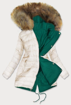 DWUSTRONNA PARKA ZIELONA-ECRU (B507)