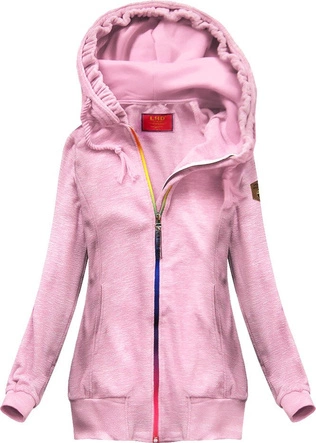 BLUZA Z KOLOROWYM SUWAKIEM JASNORÓŻOWA (391)