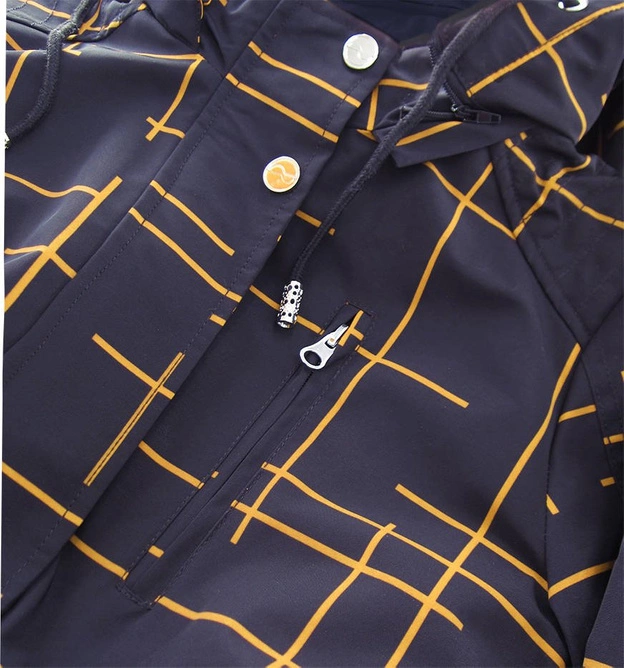 Dwustronna kurtka parka damska granatowo-żółta (w656big)