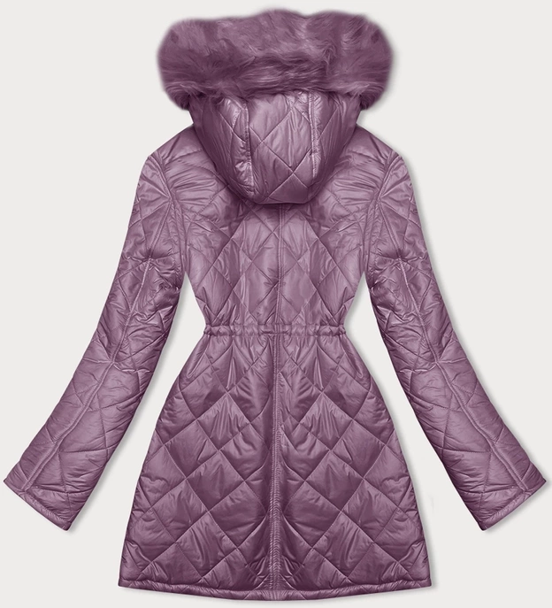 Dwustronna kurtka damska pikowana - futro różowa (H-897-38)