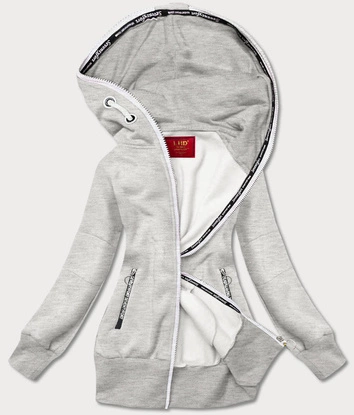 DAMSKA BLUZA DRESOWA Z KONTRASTOWYM ZAMKIEM SZARA (AMG837A)