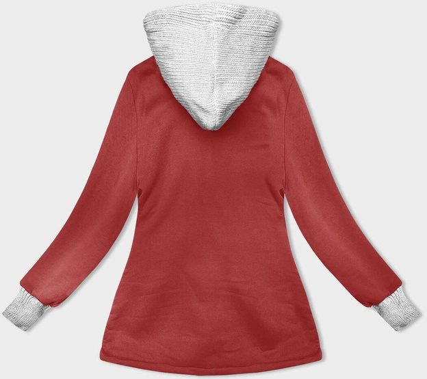 Damska bluza ze swetrowym kapturem czerwona (AMG-312A)