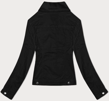 Dżinsowa kurtka damska na guziki plus size czarna (W028-B)