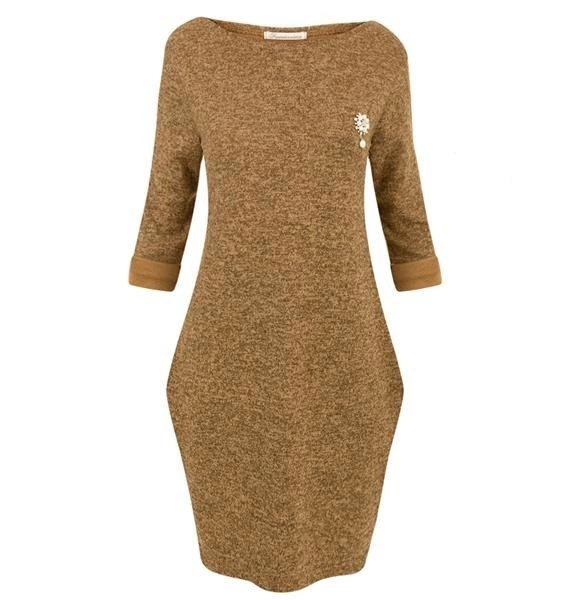 TUNIKA Z BROSZKĄ MUSZTARDOWA (12982-5)