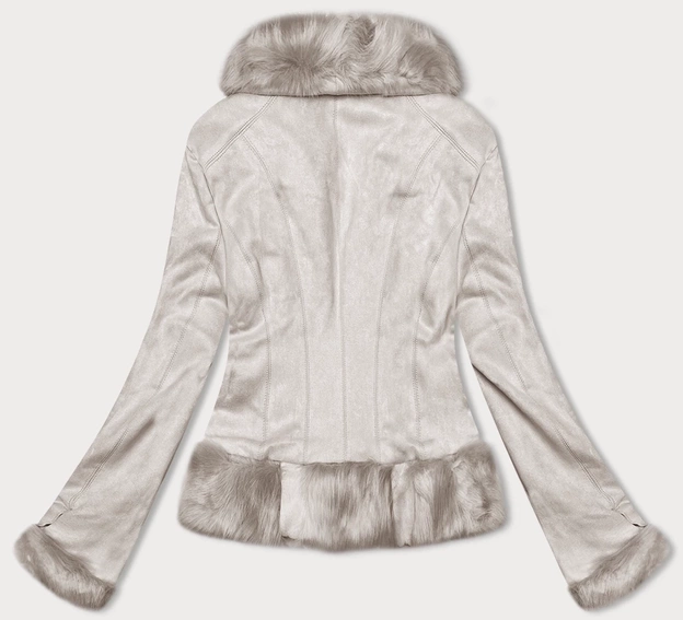 Krótka kurtka damska wiązana Ann Gissy jasny beż (K0327)