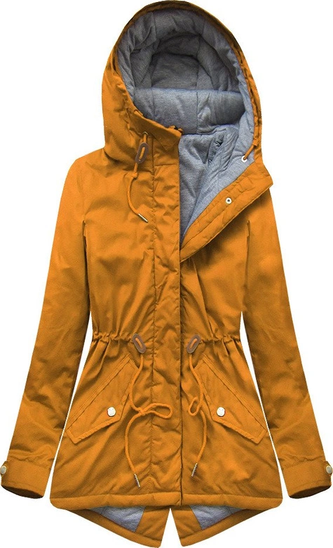 KURTKA TYPU PARKA MUSZTARDOWA (B2664)